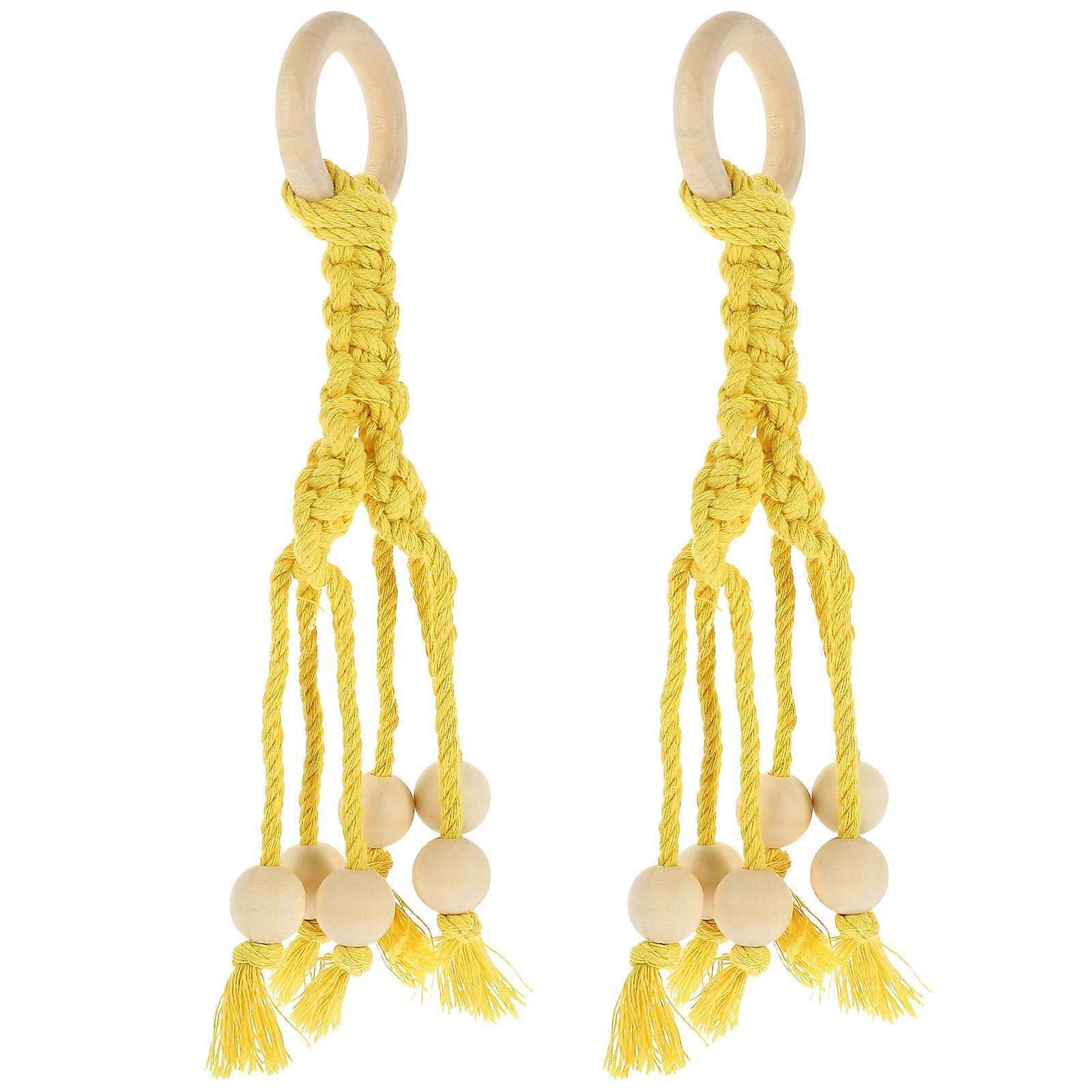 Bohemian Kitchen Fruit Vegetable Hanging Rope with Banana Hooks for Storage 2Pcs