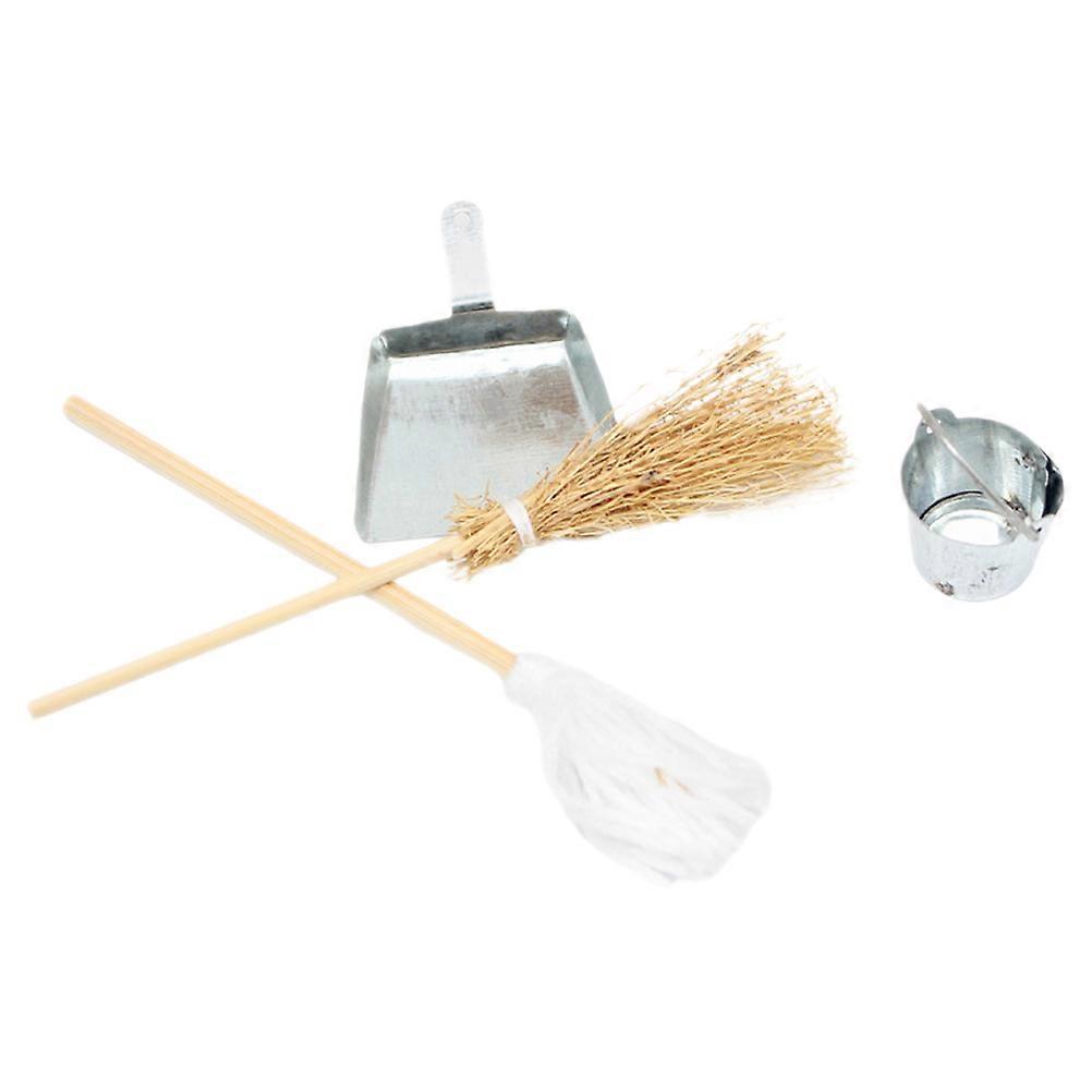 Dolls Cleaning Kit Miniature Tools for Dollhouse Decoration Assorted Color Resin Iron 7 Piece Set
