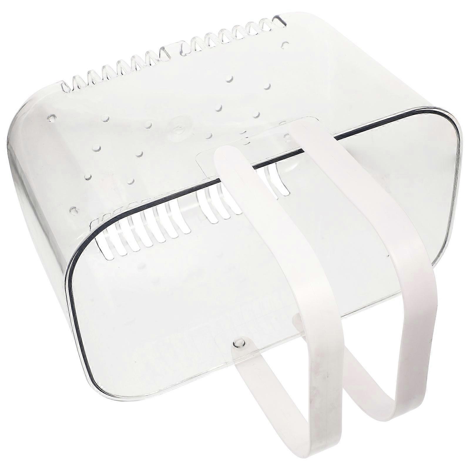 Fruit Drain Basket with Handle for Home Use Portable and Easy to Clean Transparent PET Material 7.9"x4.7"x5.9"