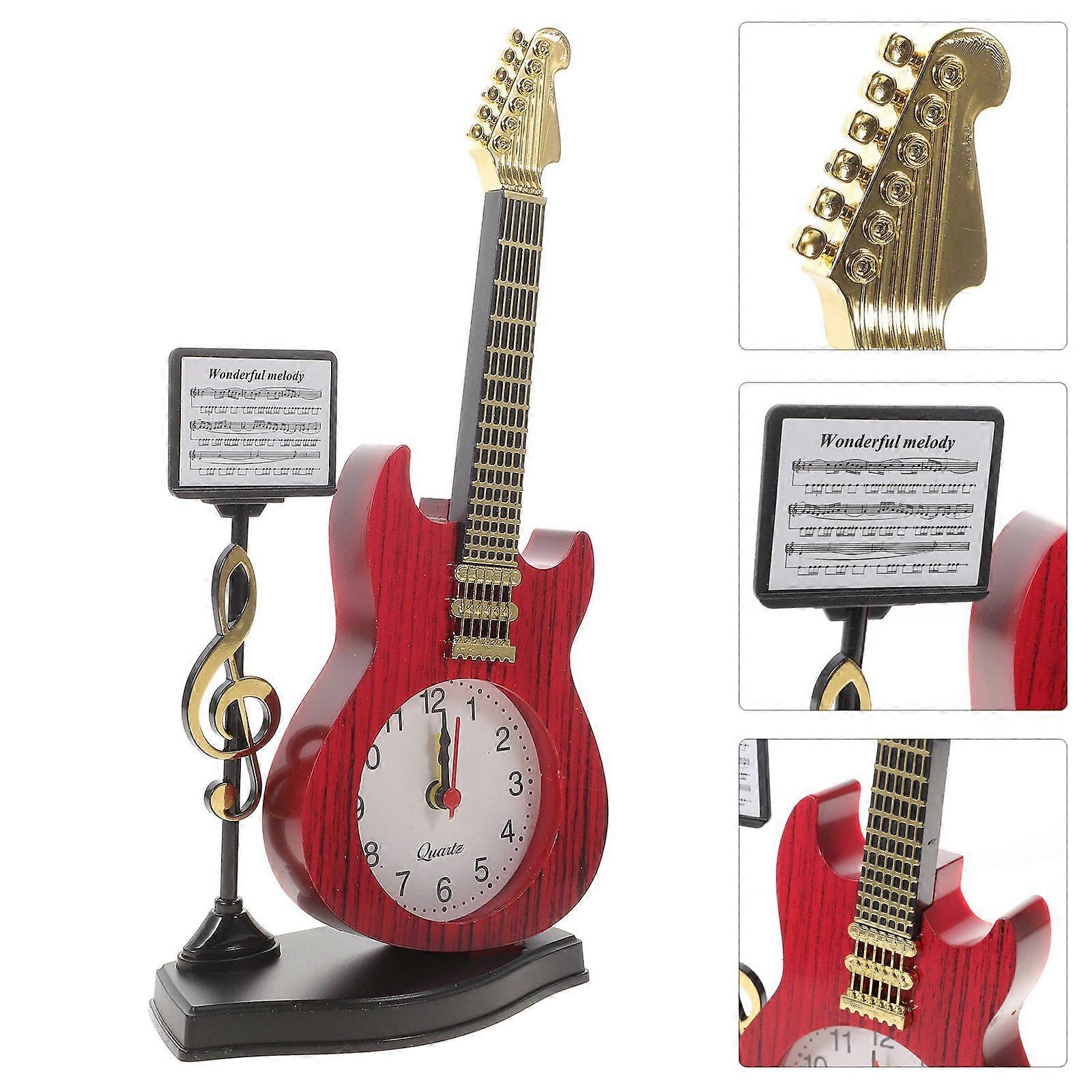 Desktop Clock Musical Instrument Shape Tabletop Clock Adornment Bedside Clock
