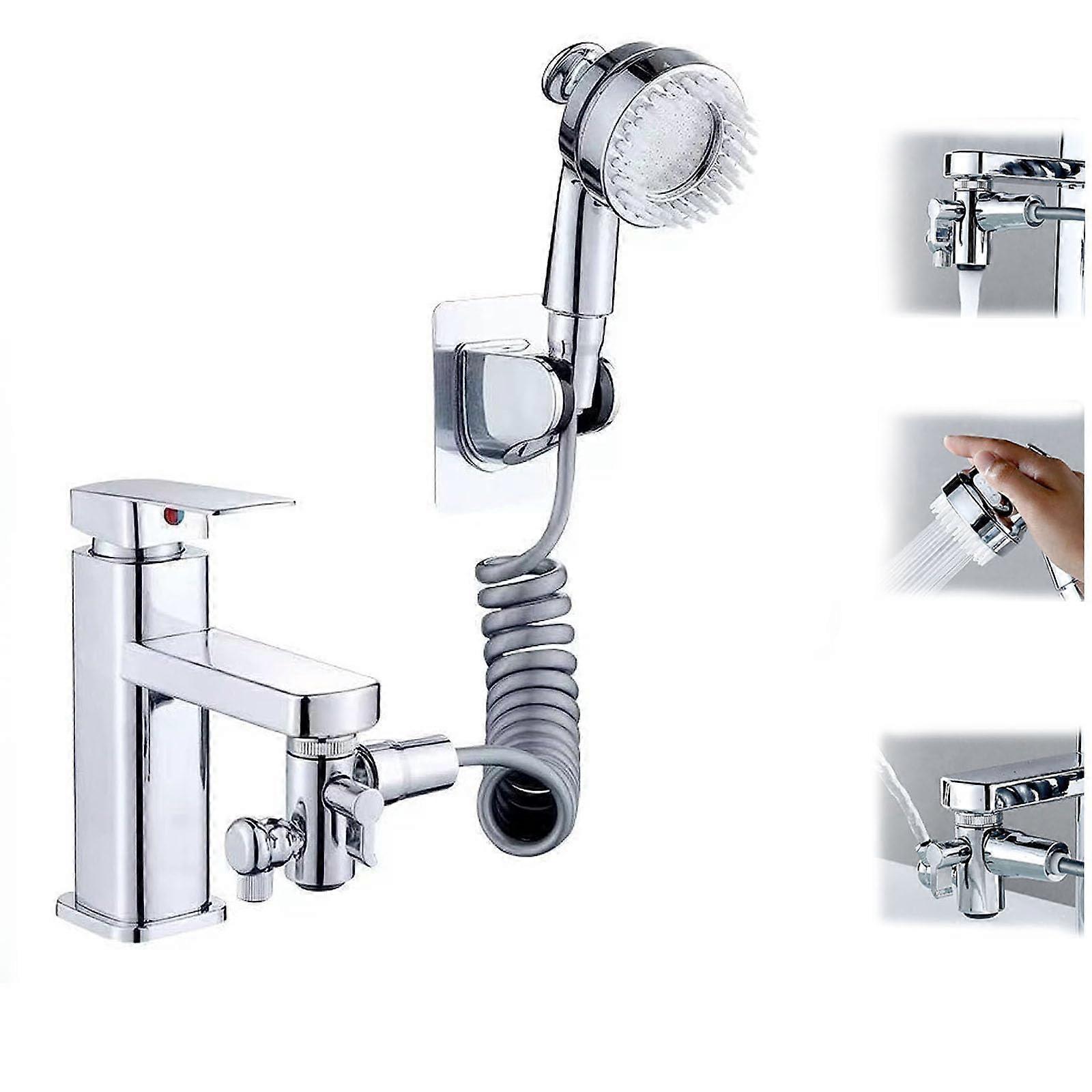 Multifunctional Universal Water Taps, 360° Rotating Faucet And Massage Shower Head with Splash Water Filter (Silver)