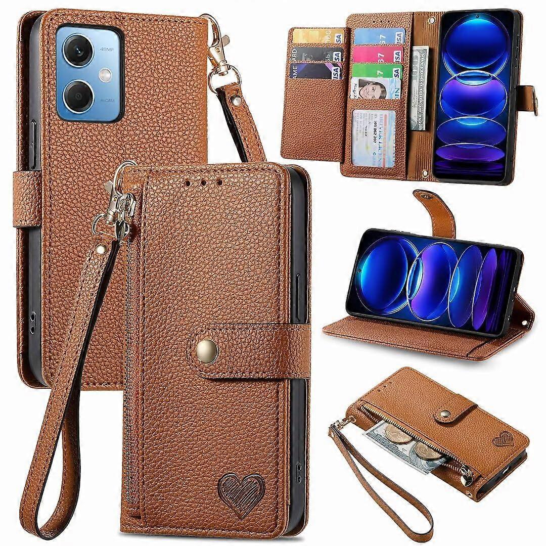 Case for ZTE Blade A76 5G, Brown Leather Wallet Cover with Card Slots, Stand Function, and Silicone Bumper