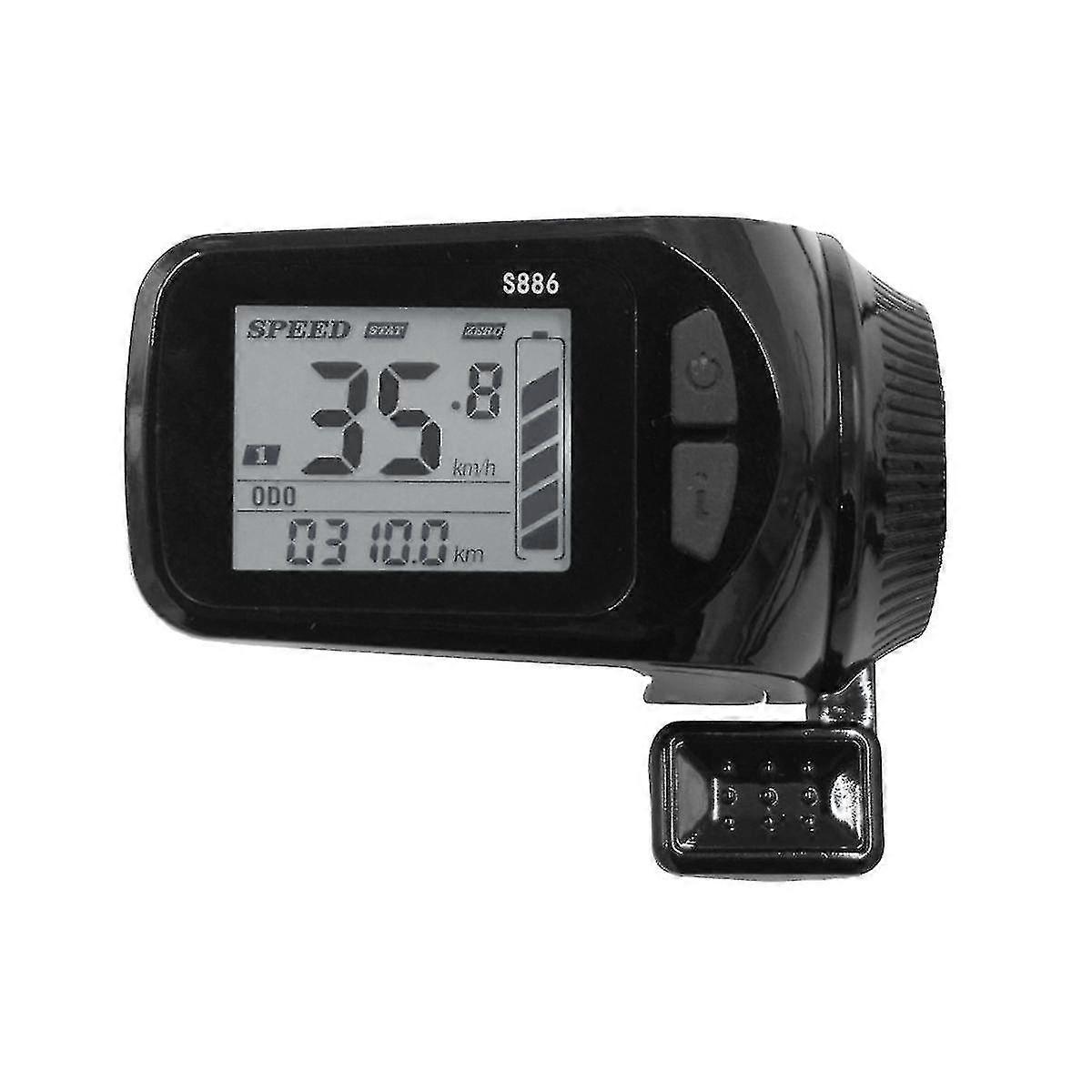 Enhanced Ebike LCD Display Panel with Thumb Throttle for 24v/36v/48v/60v S886 Systems (5pin & 6pin)