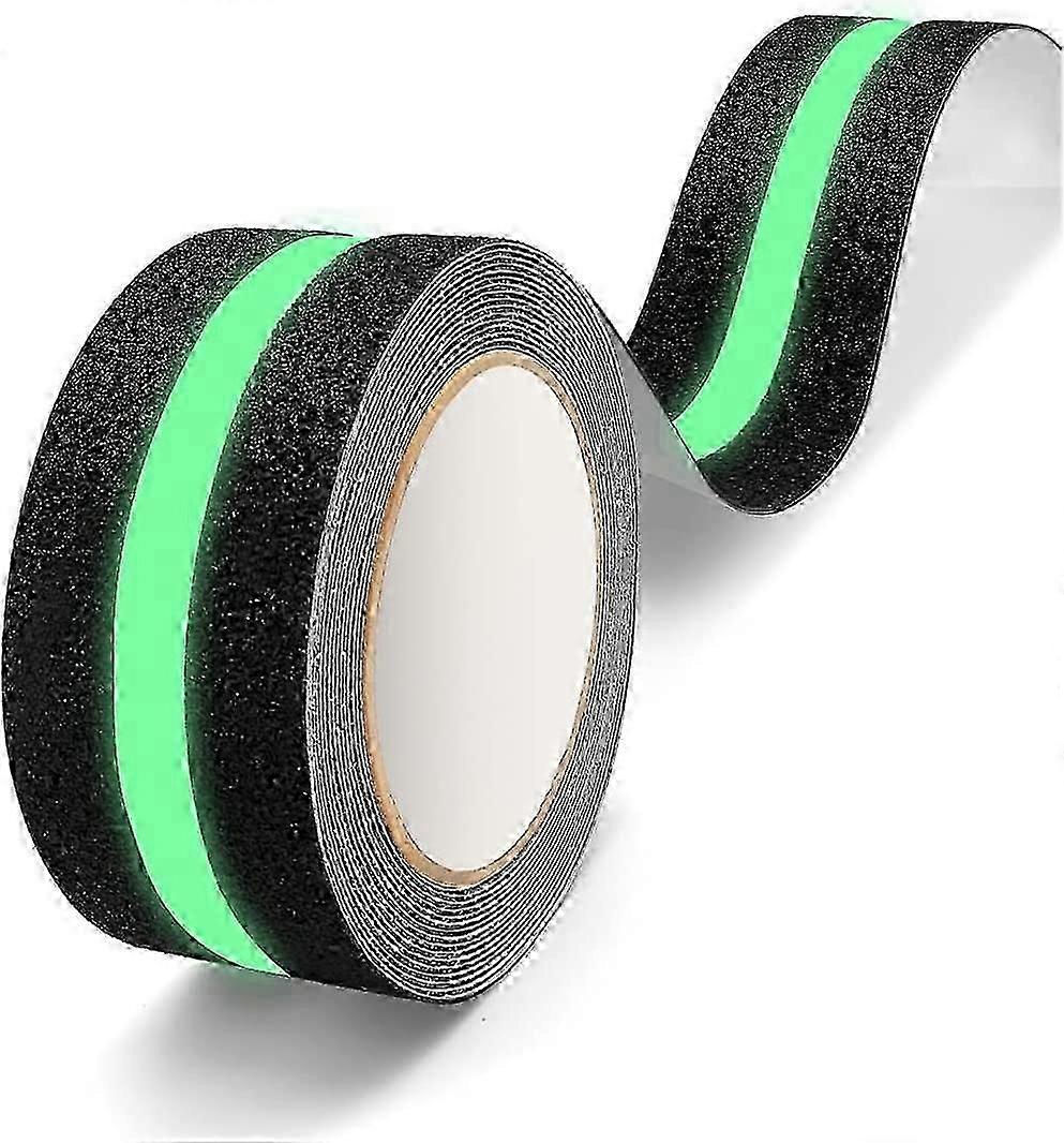 Anti - Slip Grit Tape, Glow - in - the - Dark Striped Design, Strong Adhesive, for Stairs, Floors and More
