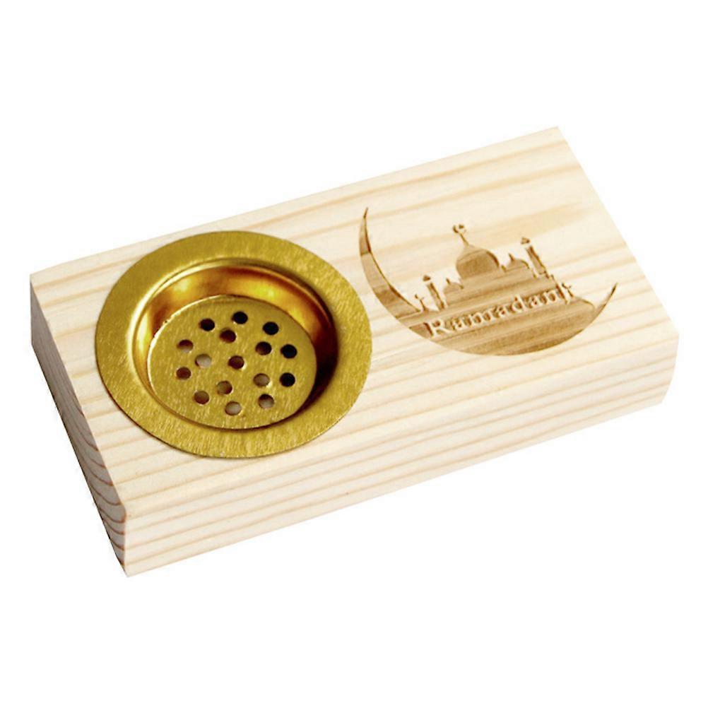Elegant Wood Incense Burner Square Golden for Meditation Aid Ramadan Festival 1Set