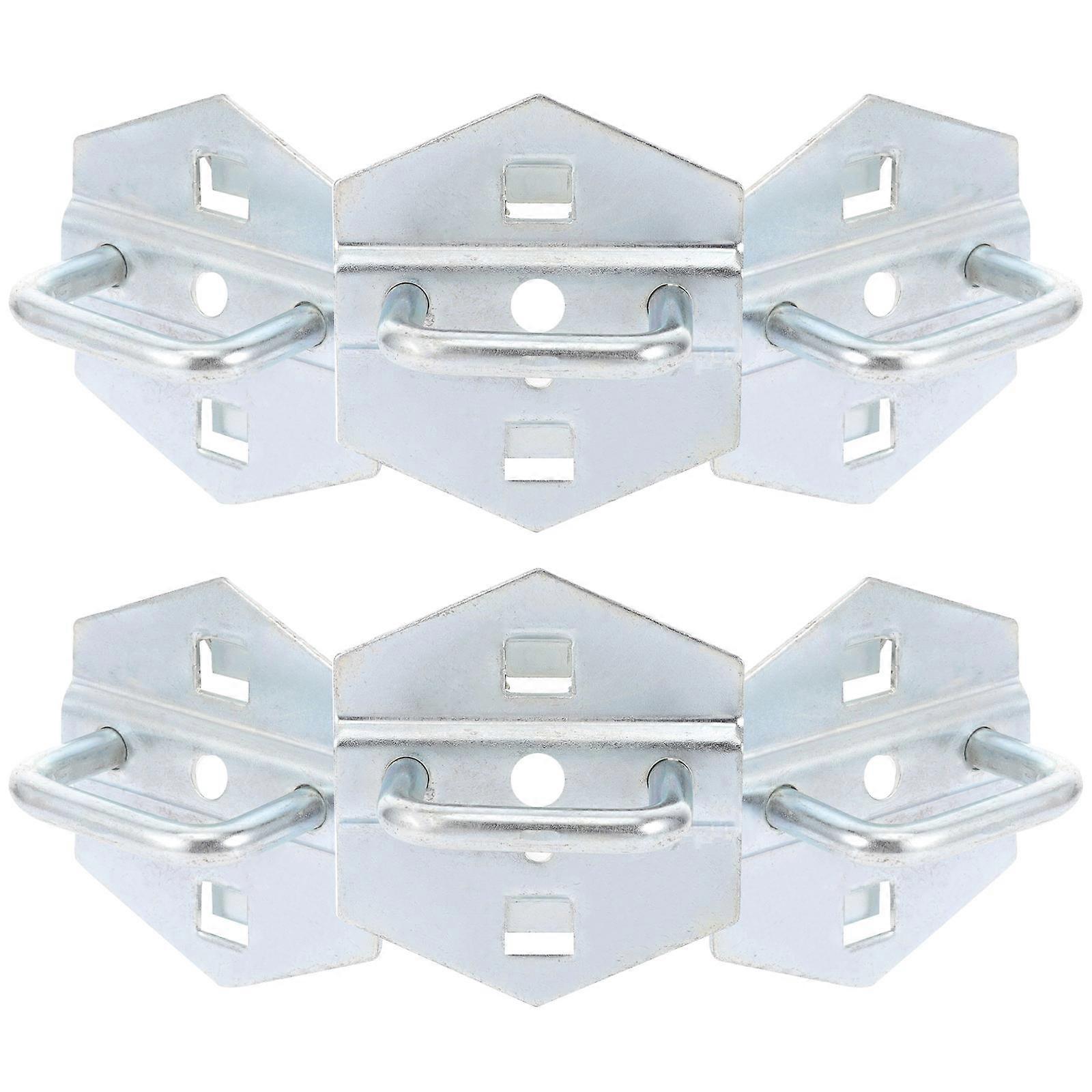 Silver Metal Pegboard Hooks U Shaped for Garage Space-Saving Tool Storage 6Pcs