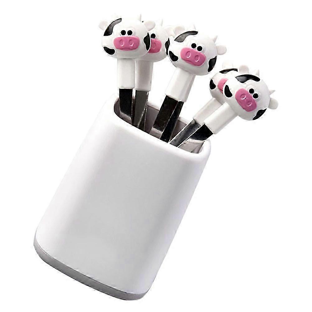 Delicate Size Stainless Steel Fruit Forks with Holder for Tableware 1Set