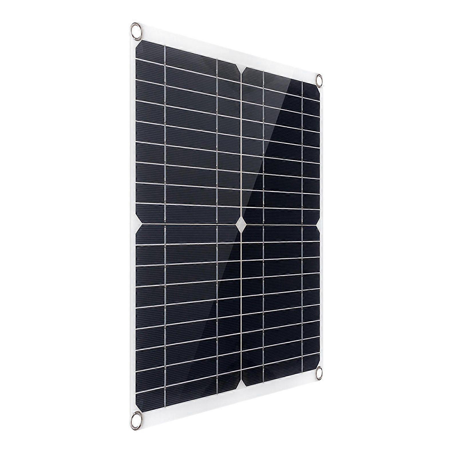 Portable 300W Solar Flexible Panel Kits Monocrystalline Silicon Solar Panel with 50A Controller Dual USB Charging Port DC5521 Battery Clamp Interface 
