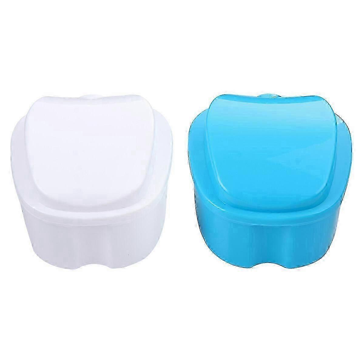 2Pcs Safe Denture Storage Box Portable Artificial Tooth Storage Case Container