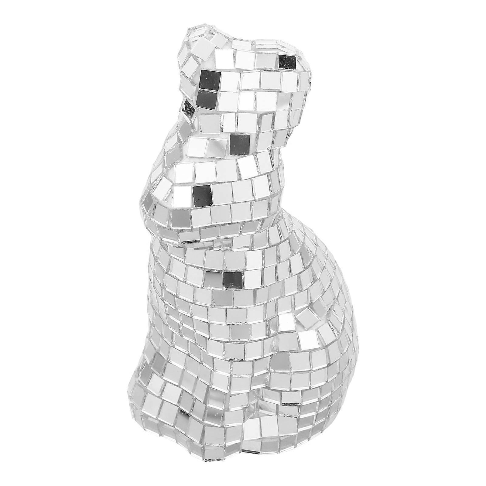 Rabbit Decoration Disco Designed Rabbit Shape Party Ornament Silver Glass Foam Material Decorative Use 1Set
