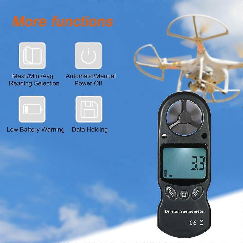 8 in 1 Handheld Digital Anemometer Wind Speed/Temperature/Humidity/Wind Chill/Heat Index/Dew Point/Barometric Pressure/Altitude Meter with LCD Backlig