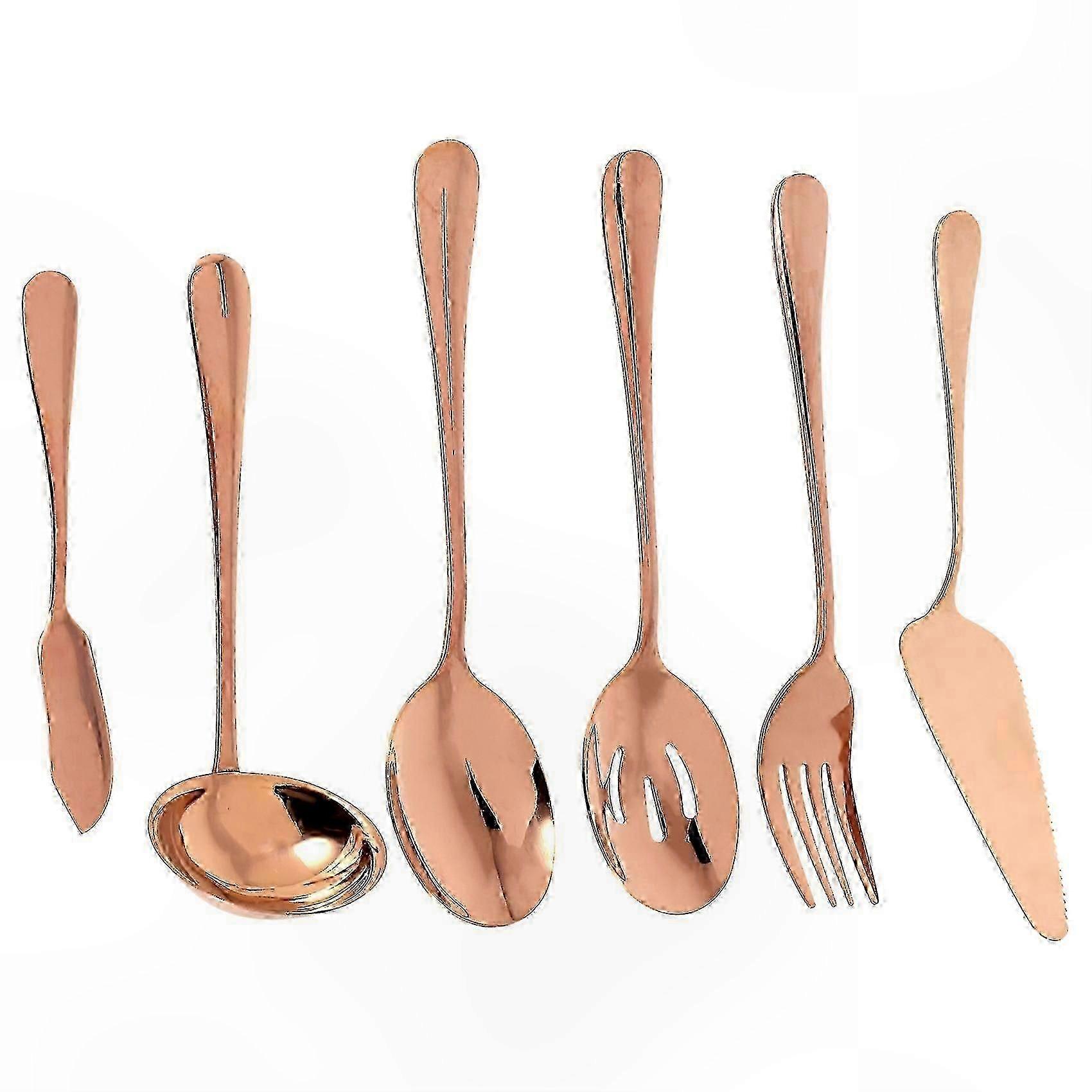 6-Piece Flatware Set with Cake Server and Slotted Spoon for Serving Meals