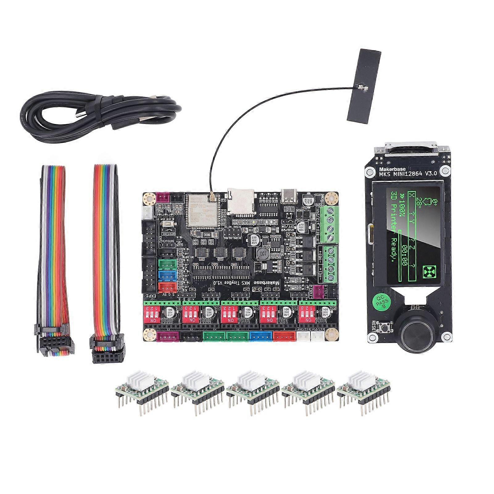 3D Printer Motherboard Kit Control Board with LCD Screen 5 A4988 Stepper Motor Drivers Mainboard Controller DC12~24V