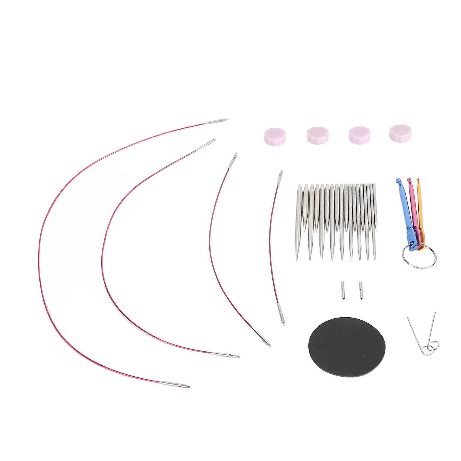 2.2-4.5mm Stainless Steel Circular Knitting Needle Set with Cables