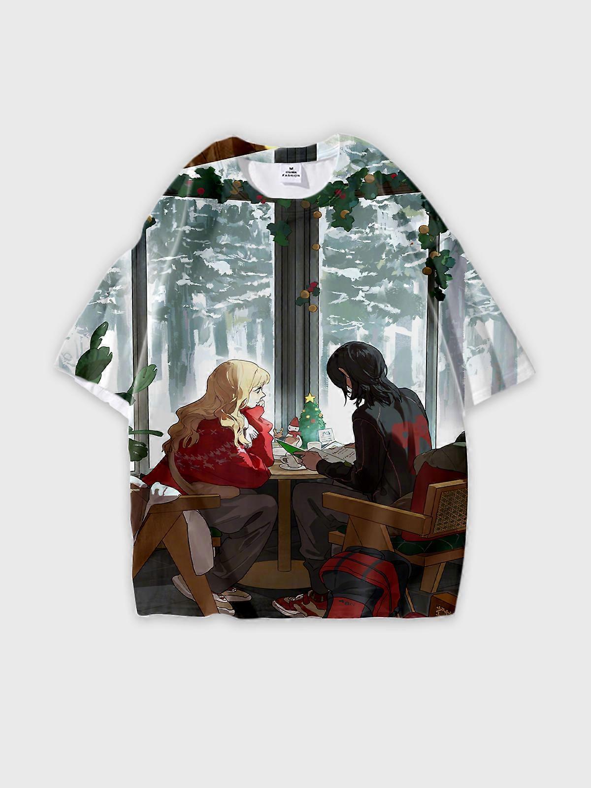 T-Shirt Short Sleeve Round Neck, Summer Casual Loose Graphic Tee, Unisex Pattern U1683