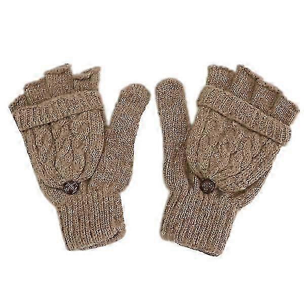Ladies Gloves Knitted Gloves Half-finger Flip Dual-use Warm Gloves Cs fast