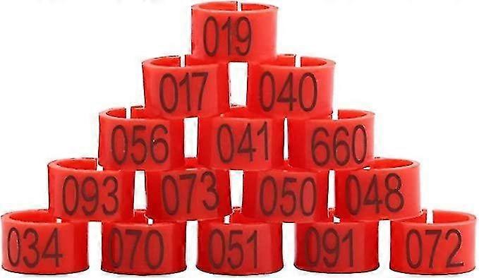 100Pcs/Bag 20MM 001-100 Numbered Plastic Poultry Multicolored Goose Leg Bands Rings for Chickens, Du