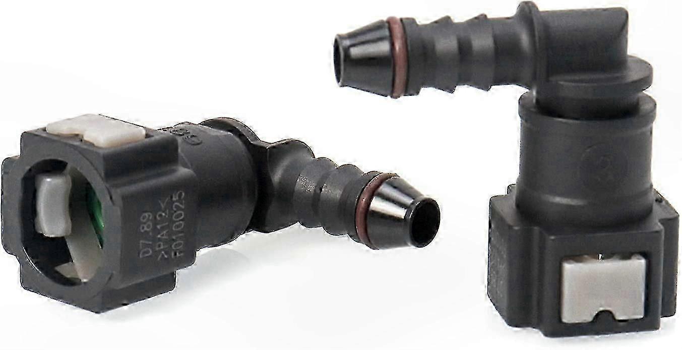 90 Degree Quick Connect Hose Fitting, 7.9mm Inner Diameter, 2-Pack Plastic Fuel Line Adapter