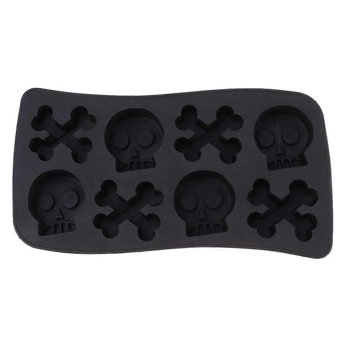 1PC TPR Ice Cube Skull Pattern Ice Cube Mold Freeze Mould for Halloween Party Bar Black
