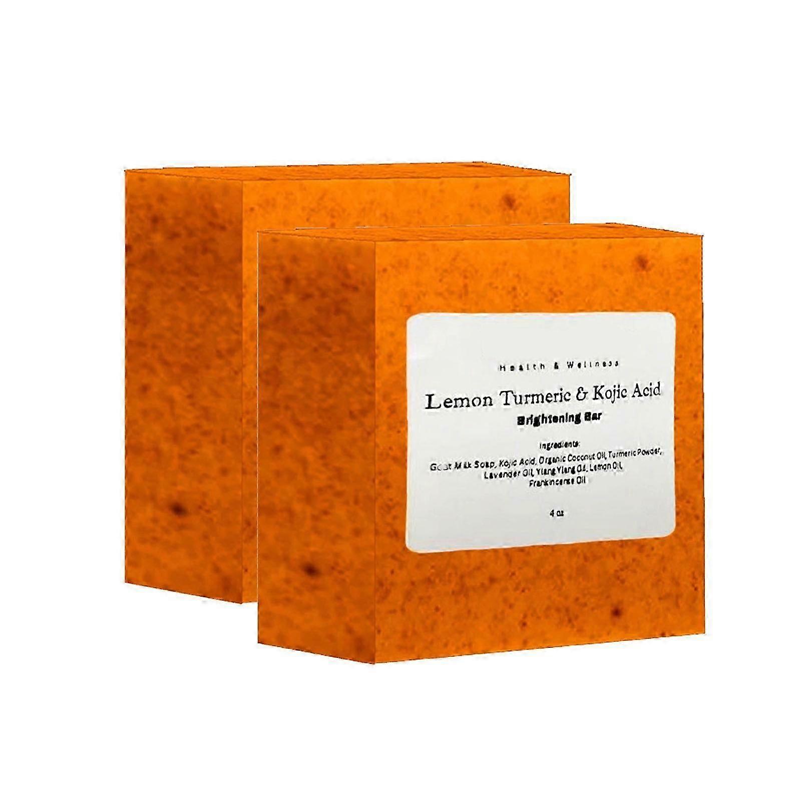 Lemon Turmeric And Kojic Acides Brighetning Soap 2pcs Handmade