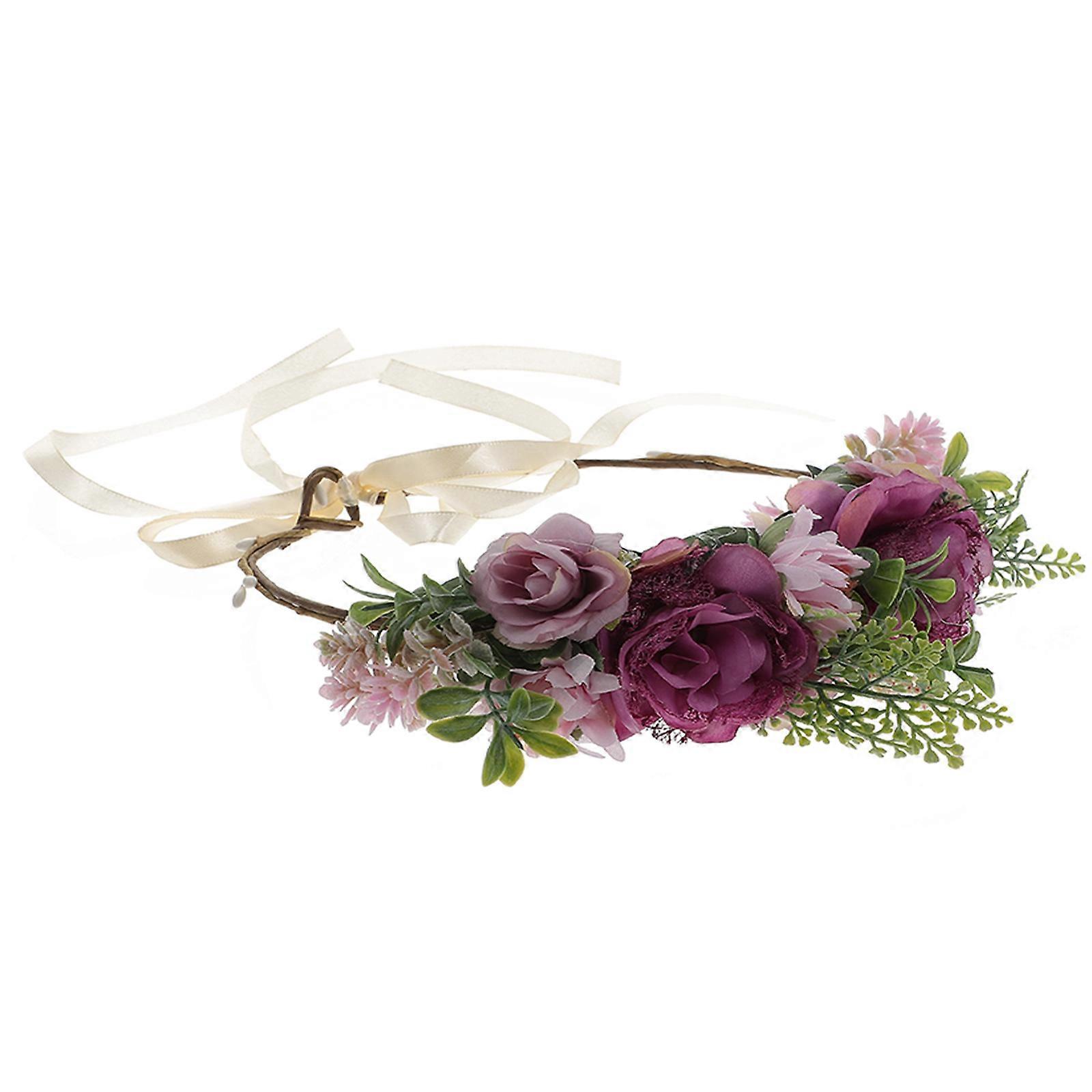 Elegant Headdress Simulated Rose Flower Headband for Females 2Pcs