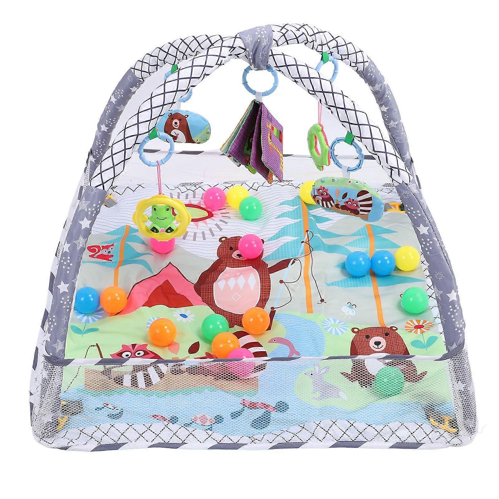 Baby Play Gym Mat Ball Pool High Contrast Toys Motor Skill Newborn Tummy Time Play Mat for Infant Aged 0 To 18 Months with Mirror 20 Balls