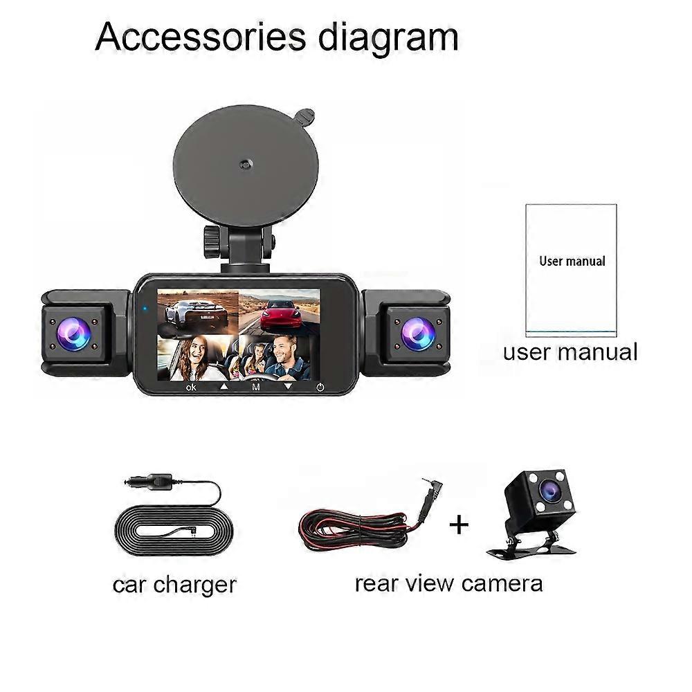 1080P Full HD Dash Cam with Front, Rear, Left & Right View , Night Vision, Loop Recording, Dash Camera for Cars