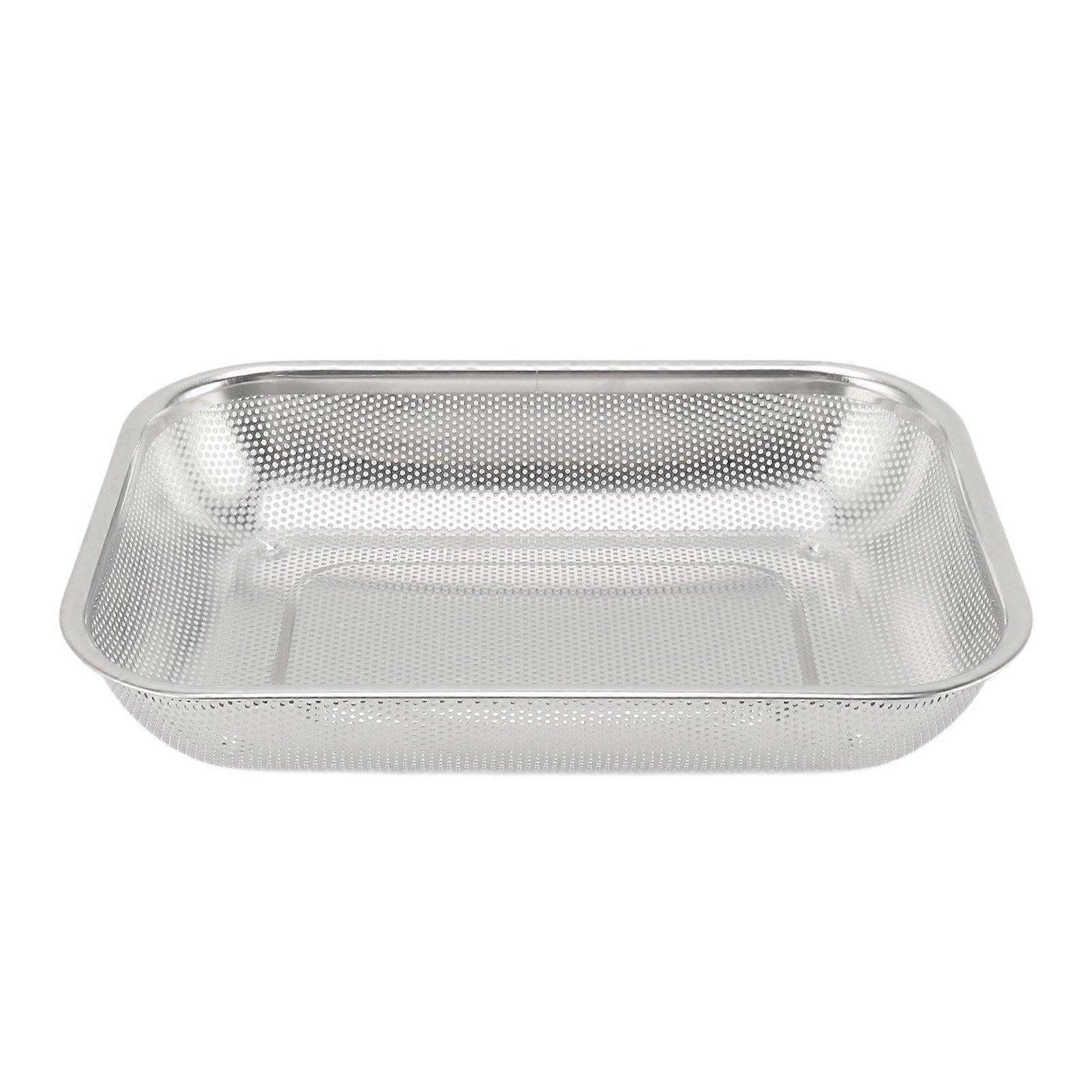 Fruit Vegetable Rectangular Strainer Basket Stainless Steel Colander Strainer Rectangle Mesh Oil Basket Large Size