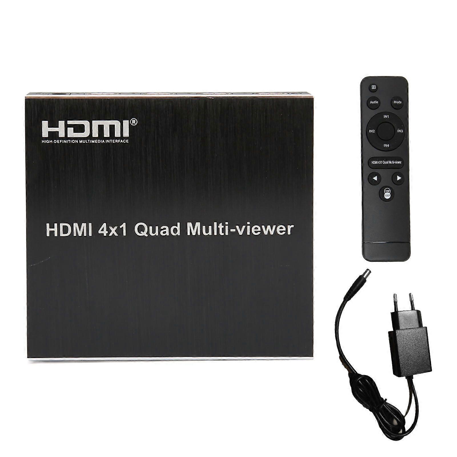 HD Multimedia Interface 4x1 Multiviewer Switch Seamless 1080P At 60Hz 4 in 1 Out Switcher with RS232 Control 100240V EU Plug