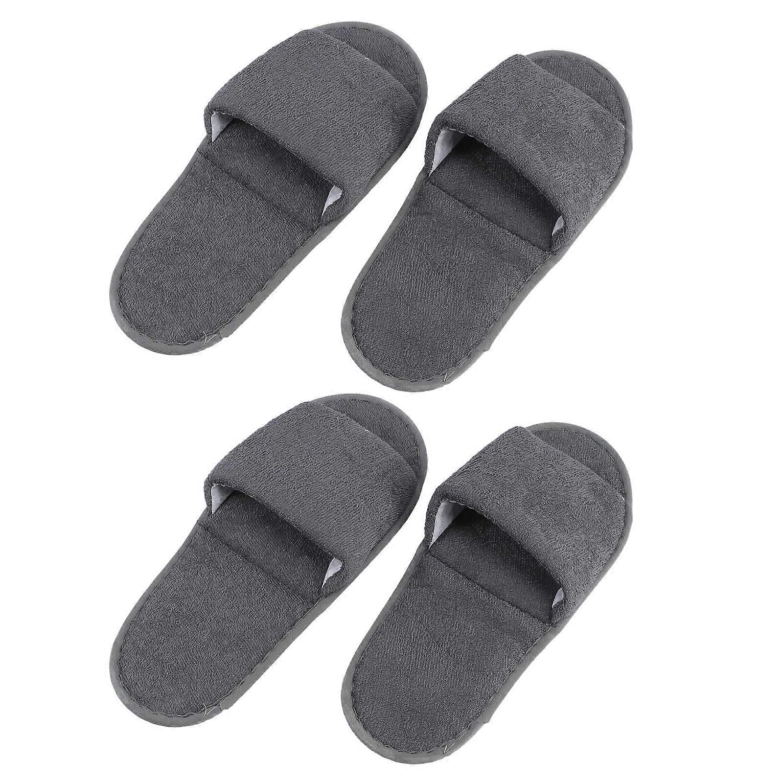 Travel Slippers Breathable Cloth Slippers for Home Use 2Pairs Grey Practical