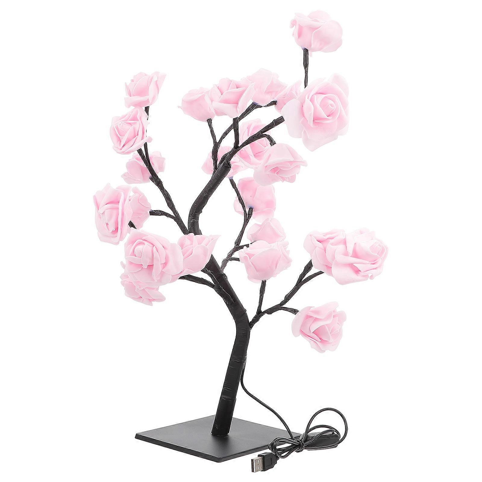 Rose Tree Shape LED Night Light Creative Bedside Lamp 2Pcs for Home Use