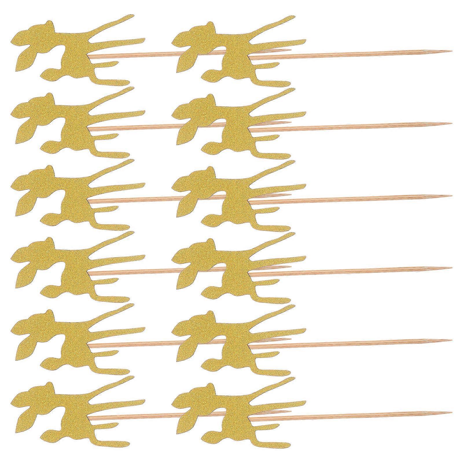 Golden Eggcake Decoration Cake Toppers for Party Use 24Pcs Beautiful Paper Picks