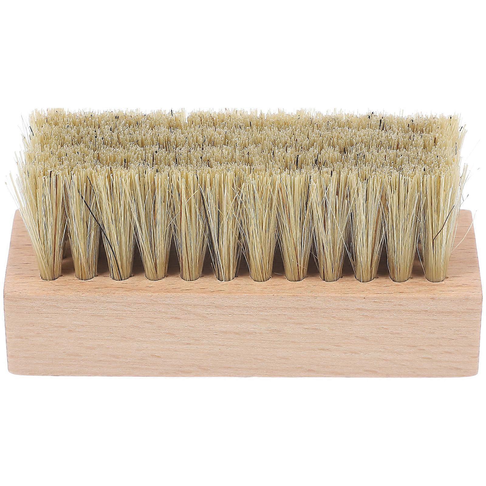 Rectangular Cleaning Tool For Shoes And Laundry 9.5X4.2CM Stylish Khaki Wood Material 1PC