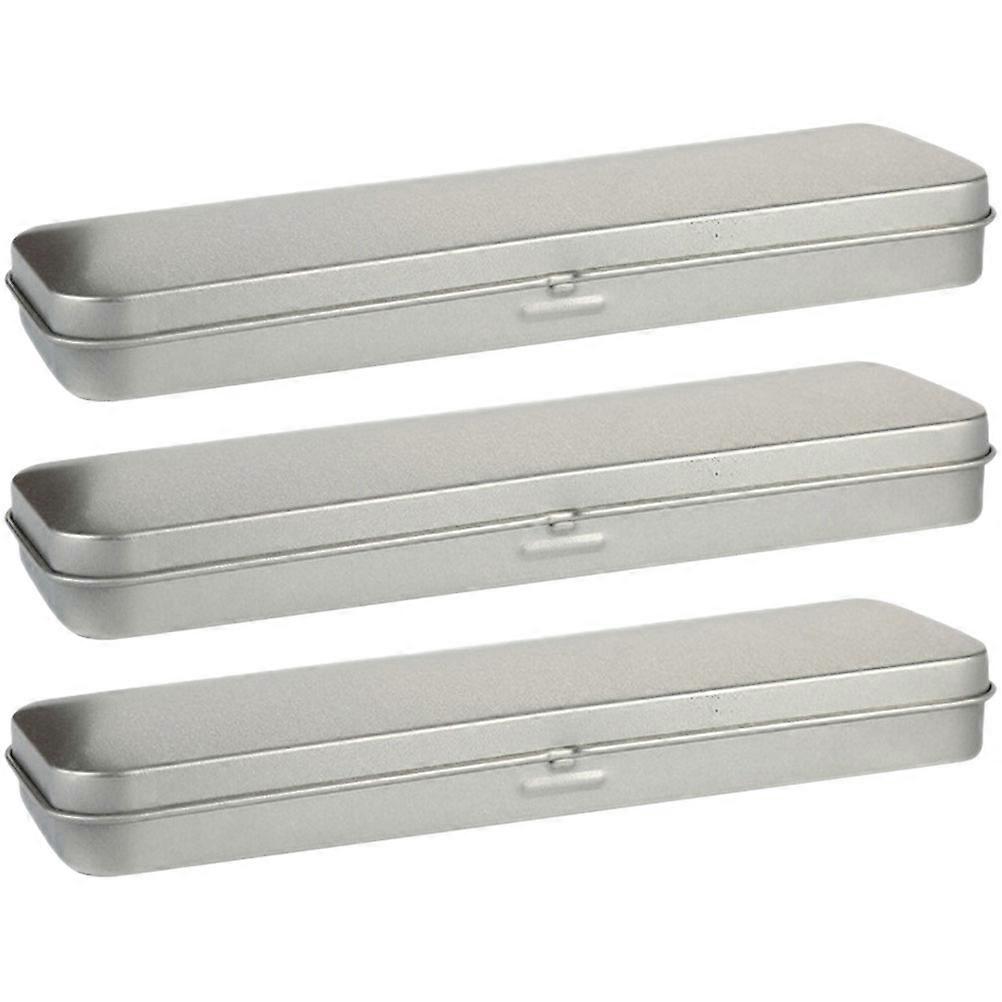 Silver Pencil Case for Home and School Organization 6Pcs Tin Boxes