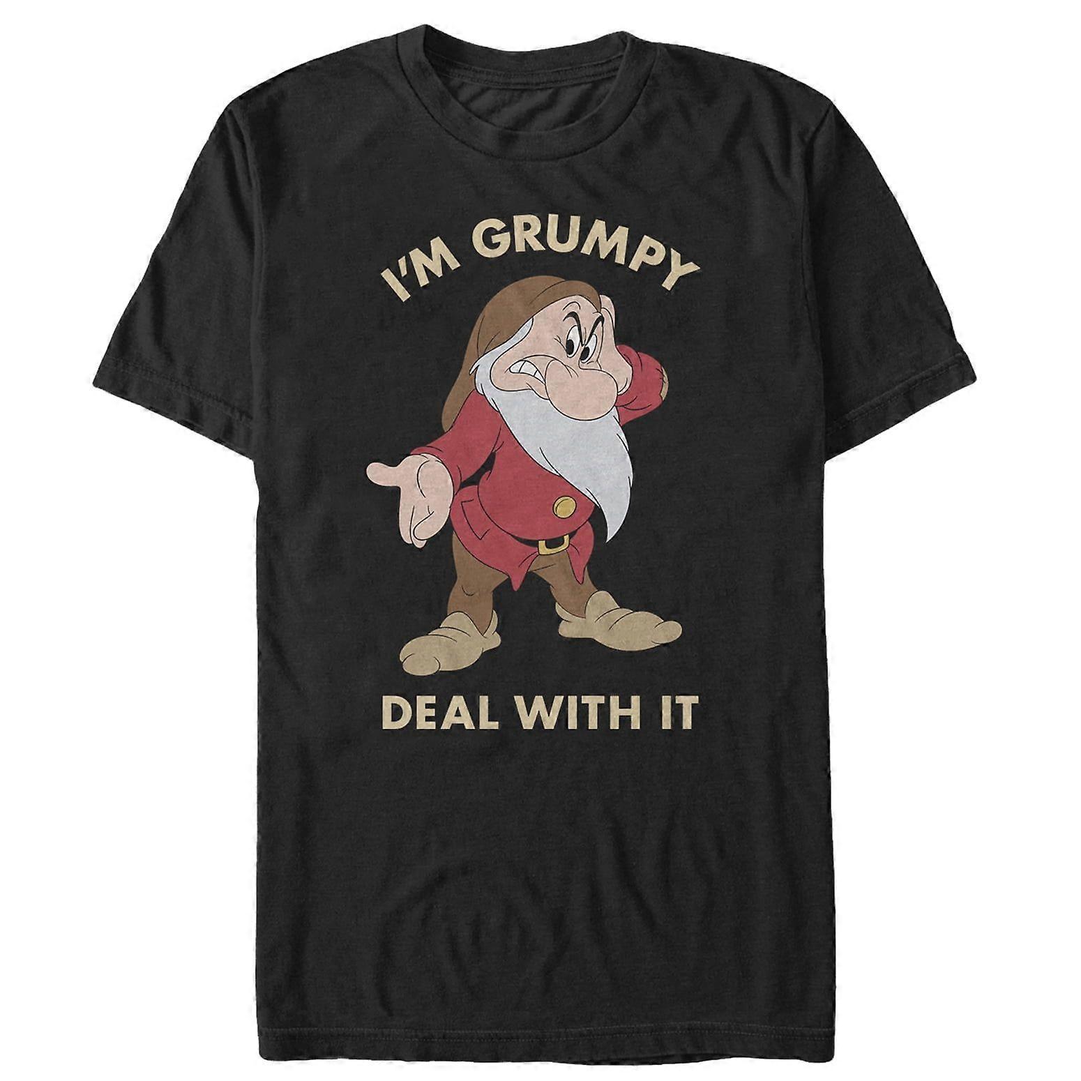 Män' s Snövit och de sju dvärgarna Grumpy Deal With It Graphic Tee Black LargeEFEFA245