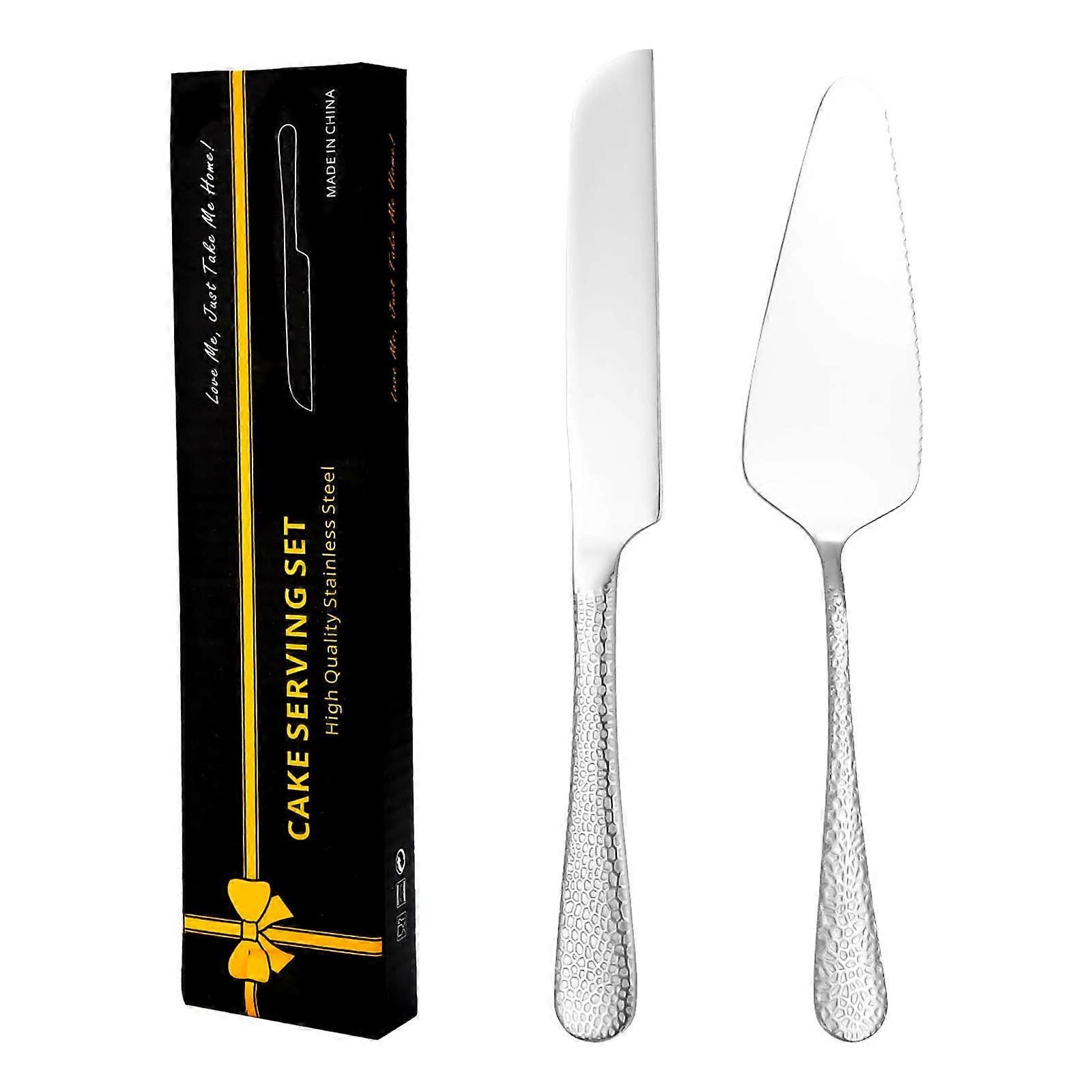 Cake Knife and Server Set of 2, Stainless Steel Plated Blades, Compatible with Wedding, Birthdays, Anniversaries, Parties