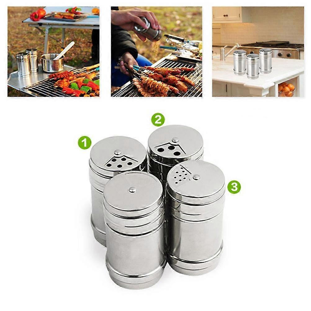 Distributore di spezie da cucina in acciaio inox, girevole, regolabile, per uso in ristorante, argento, 4 x 8 cm, resistente al calore, non tossico, 1 pezzo