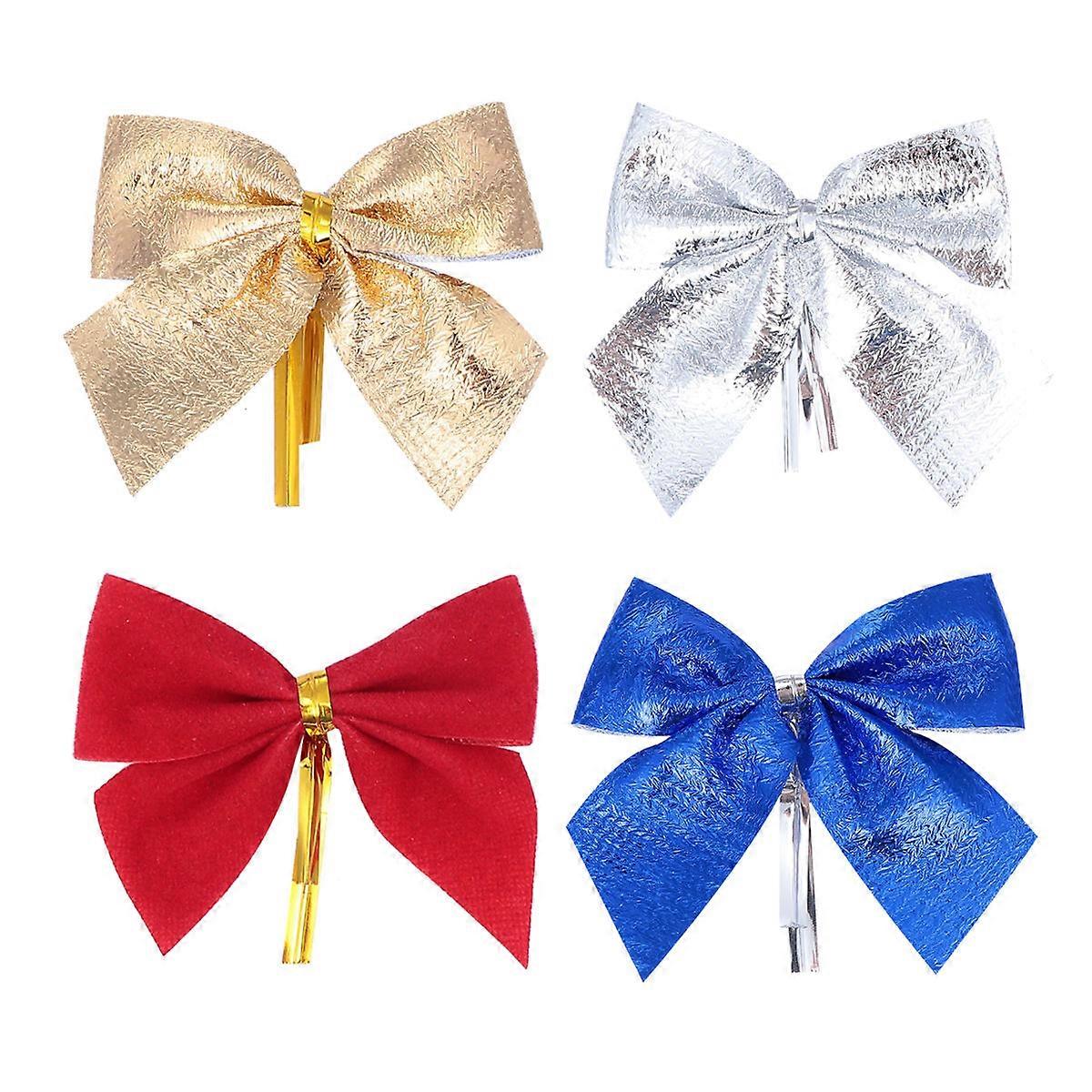 Christmas Bowknot Hanging Decorations for Tree Ornaments 96Pcs Set