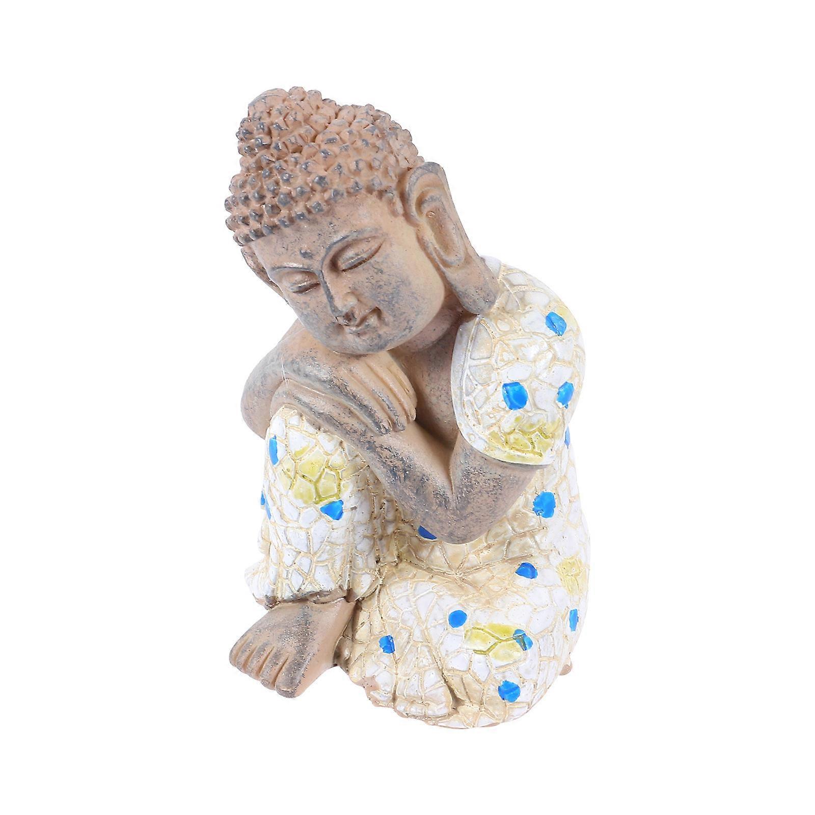 Creative Decorative Statues Figurine Decorative Ornaments Zen Style Buddha Statue For Terrace Decor Retro Color Rust-Proof 1Set