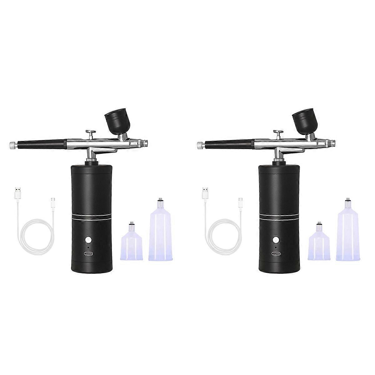 2X Airbrush KIT Cordless Rechargeable Compressor Airbrush Set, Automatically Handles Model Paint