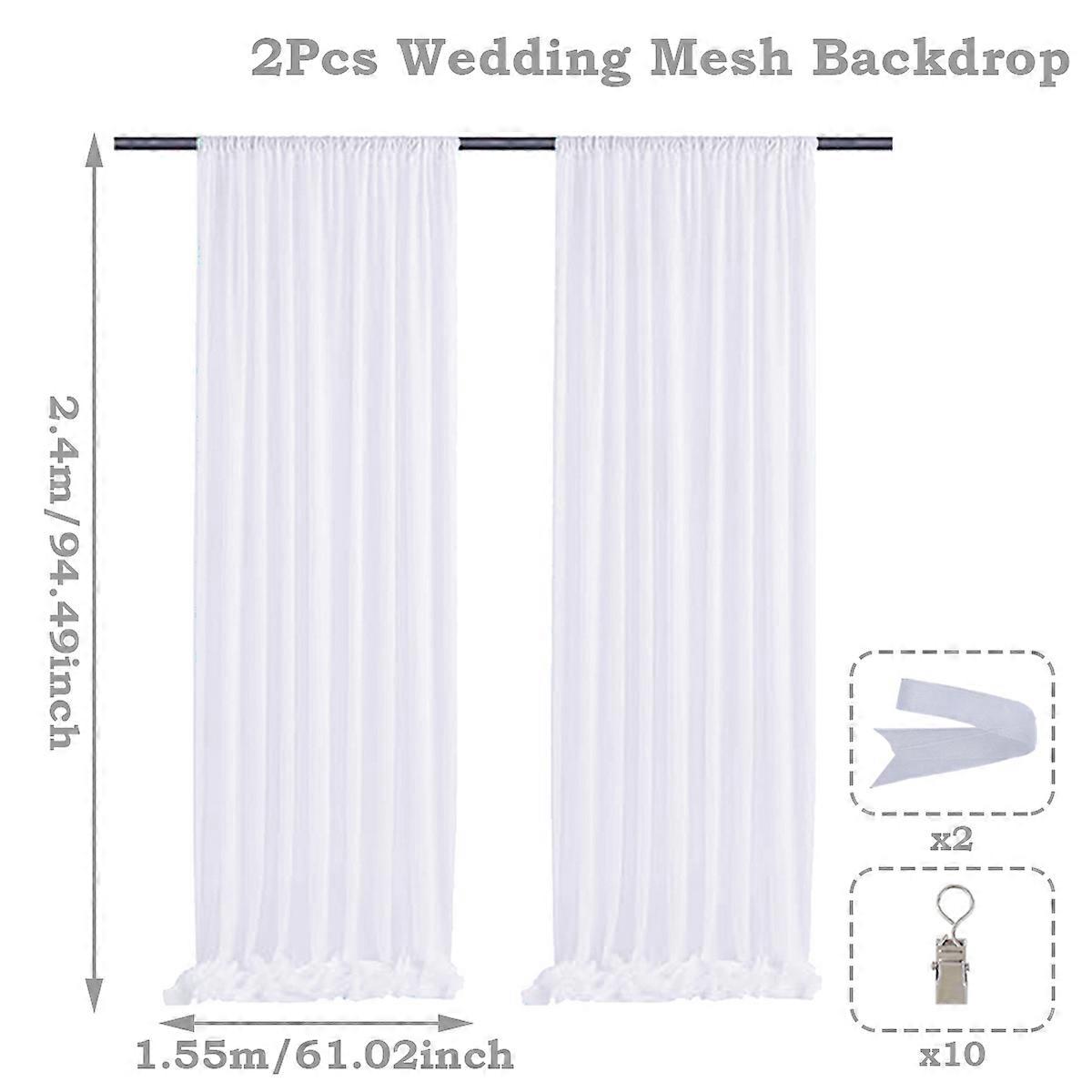 1/2PC Mesh Chiffon Backdrop Curtains Sheer Fabric Backdrop Drape Drapes for Birthday Bridal Shower Wedding Arch Party Decoration