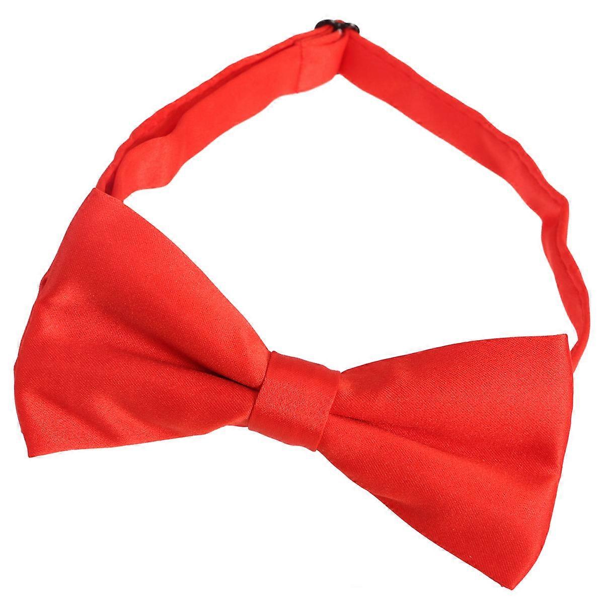 Tuxedo Bowties Satin Formal Bow Tie with Adjustable Strap 2Pcs Red Color