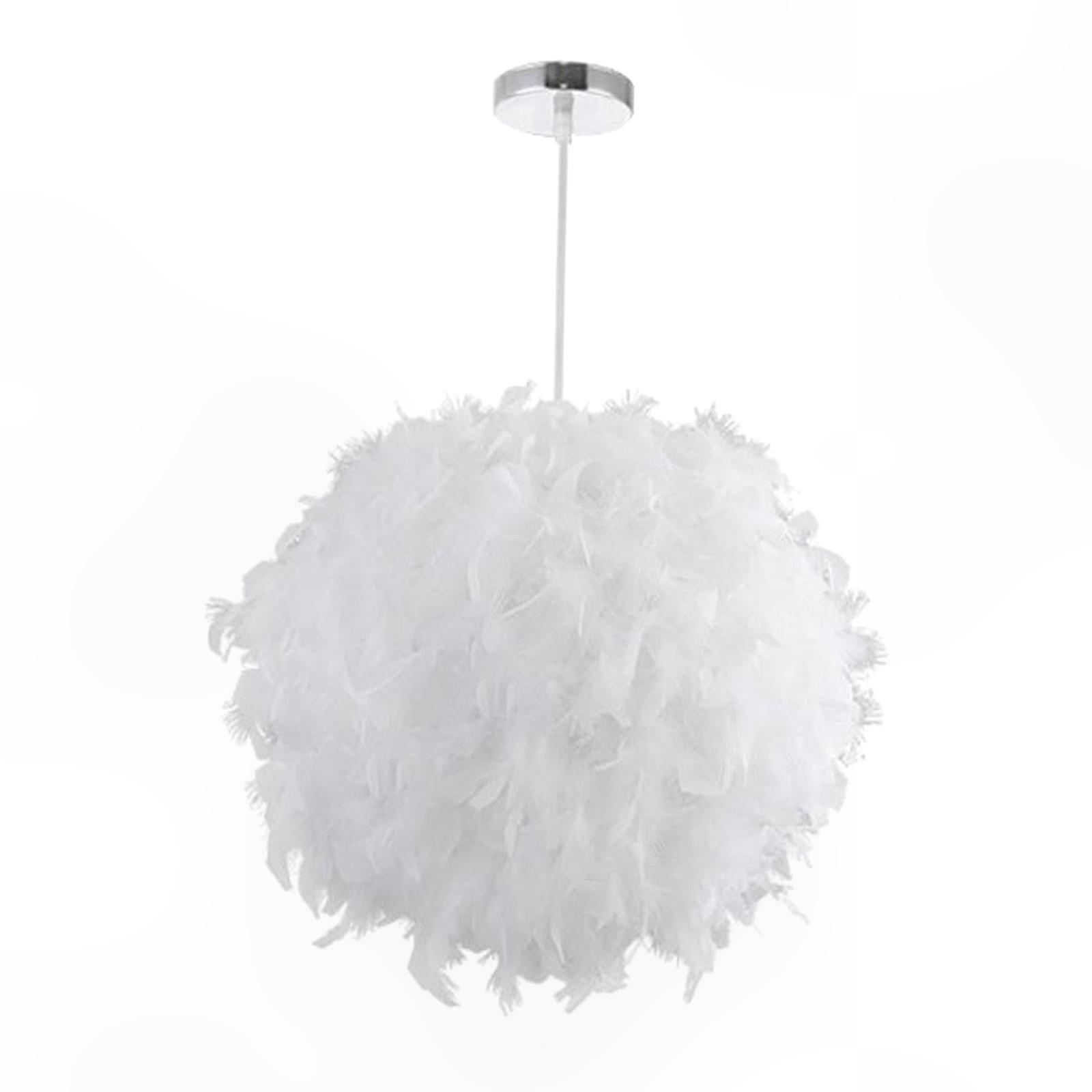 Adjustable Rope Ceiling Light with Feather Pendant Design E27 Chandelier Fixture