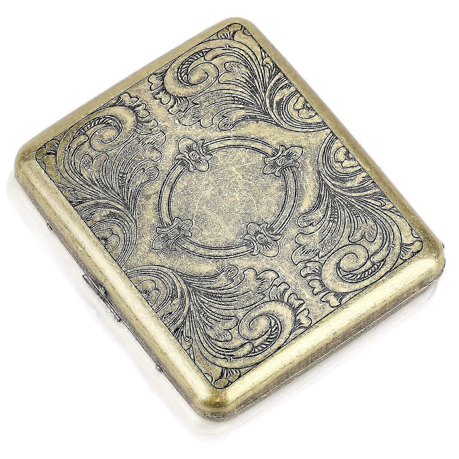 Cigarette Case Holds 20,flower Golden