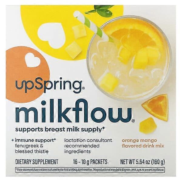 UpSpring, Milkflow Drink Mix, Orange Mango, 16 Packets, 10 g Each