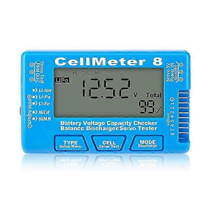 RC Cellmeter 8 Digital Battery Capacity Checker Controller Tester Voltage Tester for Li-Ion NiMH Nic