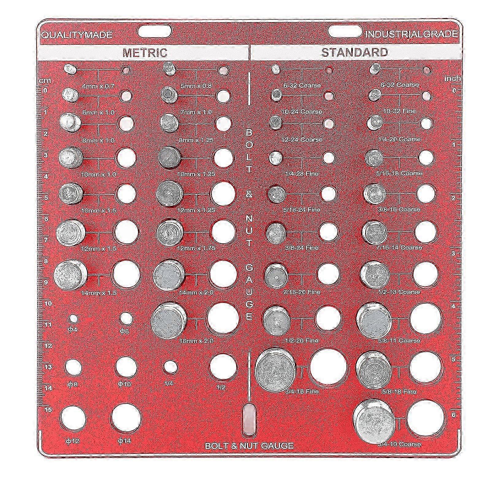 34PCS Screw Nut and Bolt Thread Checker Aluminum Alloy High Accuracy Bolt Nut Measuring Tool Identifier Gauges for Verifying miao8