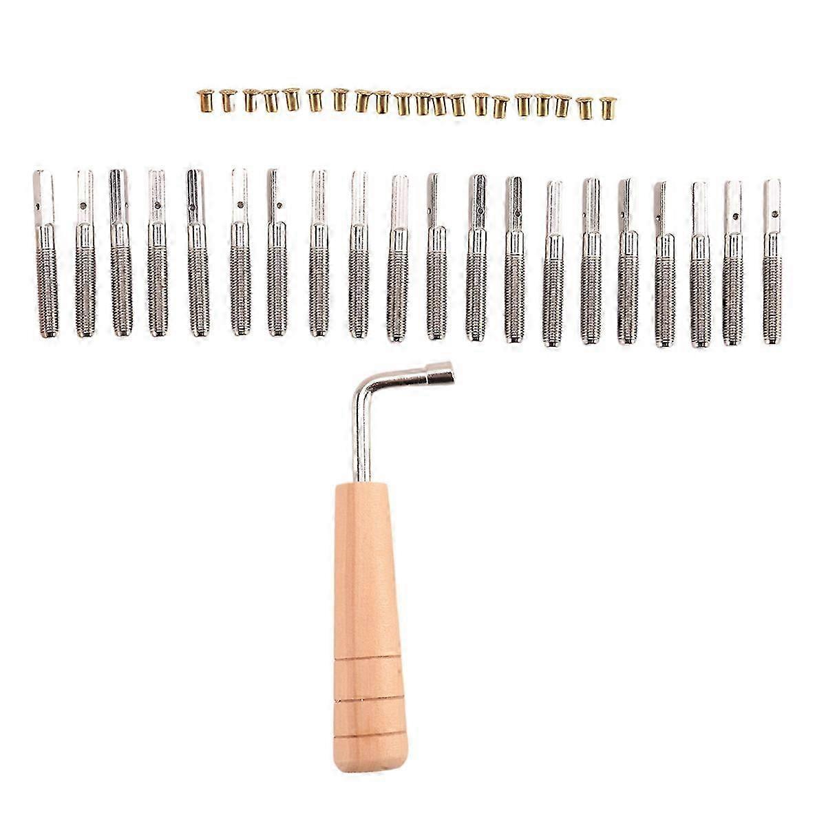 2025 20 Pcs Tuning Pin Nails and 20Pcs Rivets,with L-Shape Tuning Wrench,for Lyre Harp Small Harp Musical