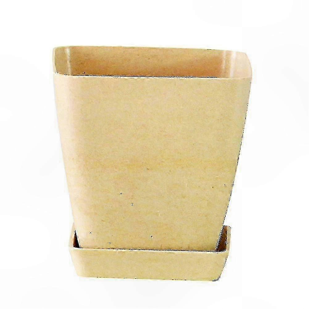 Square Plant Pot with Tray, Solid Color Flower Container for Office Decoration, Nordic Inspired Design