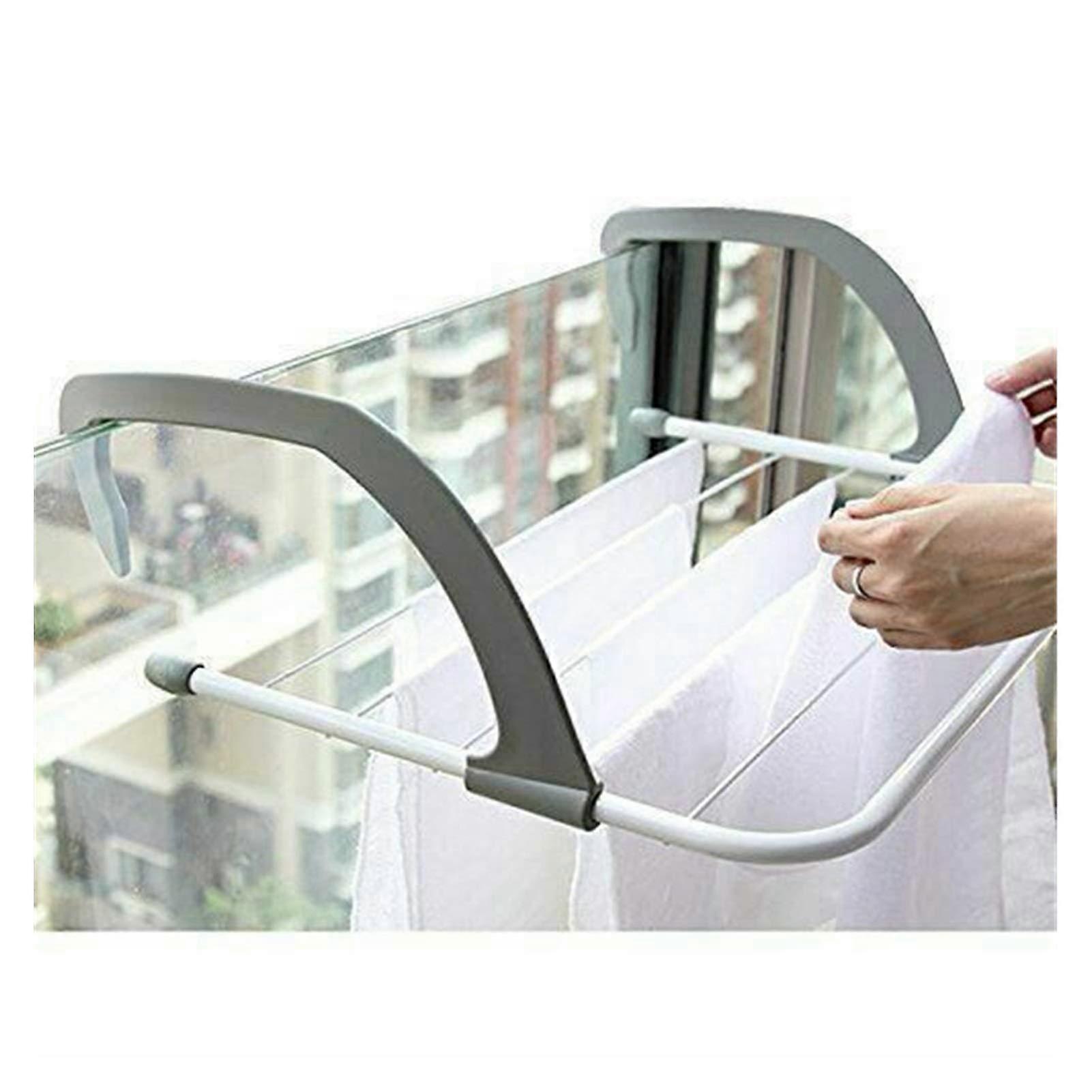 Towel Holder Folding Adjustable Radiator Towel Rack 5 Rail Telescopic Airer Clothes Drying Rack Gray 55x34cm